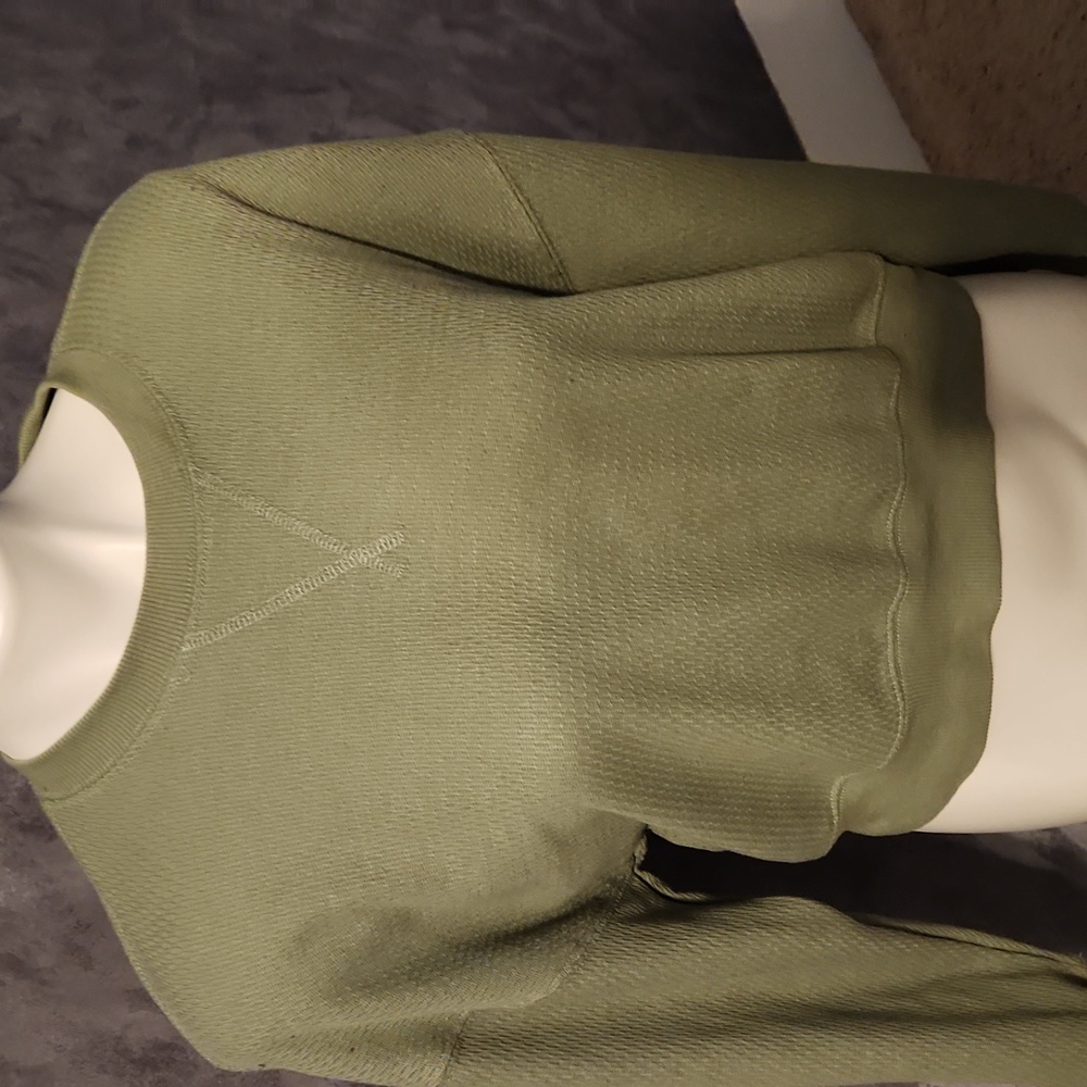 Pink Rose Green Long Sleeve Short Blouse Sz LG